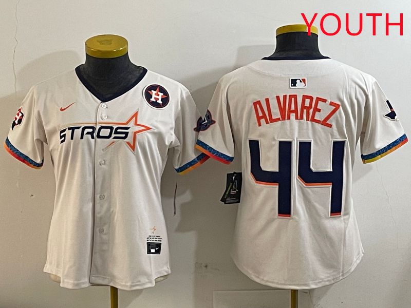 Youth Houston Astros #44 Alvarez Cream Fourth generation Joint Name Nike 2025 MLB Jersey style 6->youth mlb jersey->Youth Jersey